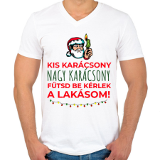 PRINTFASHION Karácsonyi rezsicsökkentés 2 - Férfi V-nyakú póló - Fehér férfi póló