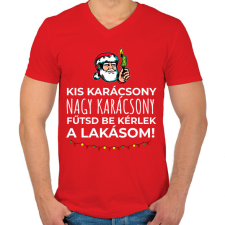 PRINTFASHION Karácsonyi rezsicsökkentés 3 - Férfi V-nyakú póló - Piros férfi póló