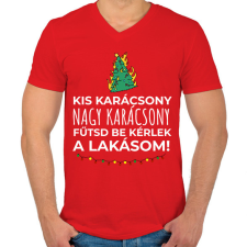 PRINTFASHION Karácsonyi rezsicsökkentés 4 - Férfi V-nyakú póló - Piros férfi póló