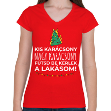 PRINTFASHION Karácsonyi rezsicsökkentés 4 - Női V-nyakú póló - Piros női póló