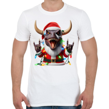 PRINTFASHION Karácsonyi  rocker tirex gitárral - karácsonyi dinoszaurusz - Férfi póló - Fehér férfi póló