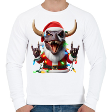 PRINTFASHION Karácsonyi rocker tirex gitárral - karácsonyi dinoszaurusz - Férfi pulóver - Fehér férfi pulóver, kardigán