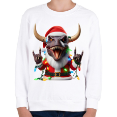 PRINTFASHION Karácsonyi  rocker tirex gitárral - karácsonyi dinoszaurusz - Gyerek pulóver - Fehér