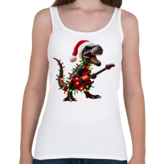 PRINTFASHION Karácsonyi  rocker tirex gitárral - karácsonyi dinoszaurusz - Női atléta - Fehér