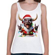 PRINTFASHION Karácsonyi  rocker tirex gitárral - karácsonyi dinoszaurusz - Női atléta - Fehér női trikó