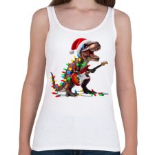 PRINTFASHION Karácsonyi rocker tirex gitárral - karácsonyi dinoszaurusz - Női atléta - Fehér női trikó