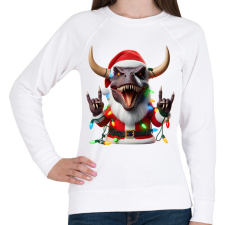 PRINTFASHION Karácsonyi  rocker tirex gitárral - karácsonyi dinoszaurusz - Női pulóver - Fehér női pulóver, kardigán