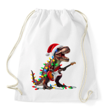 PRINTFASHION Karácsonyi  rocker tirex gitárral - karácsonyi dinoszaurusz - Sportzsák, Tornazsák - Fehér tornazsák