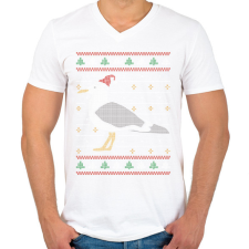 PRINTFASHION Karácsonyi sirályos csúnya pulcsi - Férfi V-nyakú póló - Fehér férfi póló