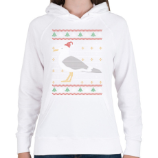 PRINTFASHION Karácsonyi sirályos csúnya pulcsi - Női kapucnis pulóver - Fehér