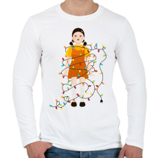 PRINTFASHION Karácsonyi Squid Game Baba - Férfi hosszú ujjú póló - Fehér
