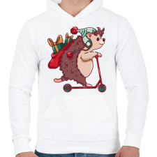 PRINTFASHION Karácsonyi süni - Férfi kapucnis pulóver - Fehér férfi pulóver, kardigán