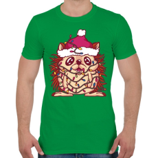 PRINTFASHION Karácsonyi süni - Férfi póló - Zöld