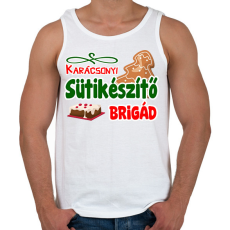 PRINTFASHION Karácsonyi sütikészítő brigád - Férfi atléta - Fehér