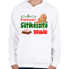 PRINTFASHION Karácsonyi sütikészítő brigád - Gyerek kapucnis pulóver - Fehér gyerek pulóver, kardigán