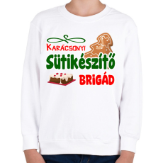 PRINTFASHION Karácsonyi sütikészítő brigád - Gyerek pulóver - Fehér