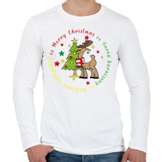 PRINTFASHION Karácsonyi - szarvas - Férfi hosszú ujjú póló - Fehér