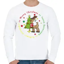 PRINTFASHION Karácsonyi - szarvas - Férfi pulóver - Fehér férfi pulóver, kardigán