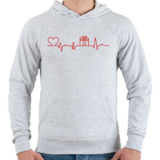 PRINTFASHION Karácsonyi szívverés - Férfi kapucnis pulóver - Sport szürke férfi pulóver, kardigán