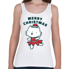 PRINTFASHION Karácsonyi táncos cica - Női atléta - Fehér női trikó