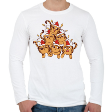 PRINTFASHION Karácsonyi tigrisek - Férfi hosszú ujjú póló - Fehér férfi póló