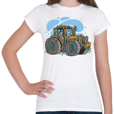 PRINTFASHION Karácsonyi traktor - Női póló - Fehér