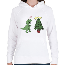 PRINTFASHION Karácsonyi Trex - Női kapucnis pulóver - Fehér női pulóver, kardigán