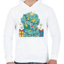 PRINTFASHION Karácsonyi Triceratops - Férfi kapucnis pulóver - Fehér férfi pulóver, kardigán