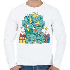 PRINTFASHION Karácsonyi Triceratops - Férfi pulóver - Fehér