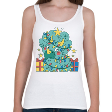 PRINTFASHION Karácsonyi Triceratops - Női atléta - Fehér női trikó