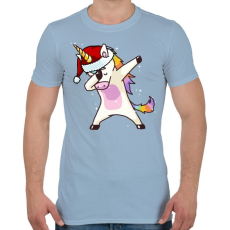 PRINTFASHION Karácsonyi unikornis dabbing - Férfi póló - Világoskék