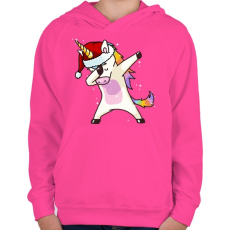 PRINTFASHION Karácsonyi unikornis dabbing - Gyerek kapucnis pulóver - Fukszia
