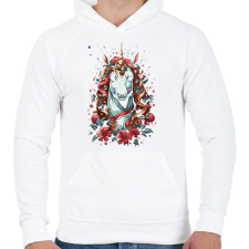 PRINTFASHION Karácsonyi unikornis - Férfi kapucnis pulóver - Fehér férfi pulóver, kardigán
