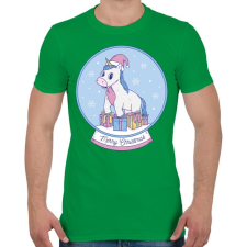 PRINTFASHION Karácsonyi unikornis - Férfi póló - Zöld férfi póló