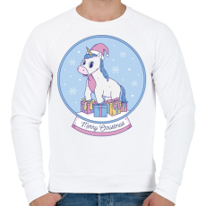 PRINTFASHION Karácsonyi unikornis - Férfi pulóver - Fehér