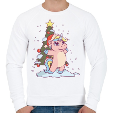 PRINTFASHION Karácsonyi unikornis - Férfi pulóver - Fehér