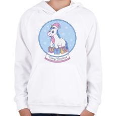 PRINTFASHION Karácsonyi unikornis - Gyerek kapucnis pulóver - Fehér