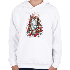 PRINTFASHION Karácsonyi unikornis - Gyerek kapucnis pulóver - Fehér gyerek pulóver, kardigán