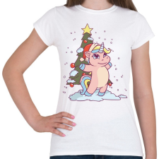 PRINTFASHION Karácsonyi unikornis - Női póló - Fehér női póló