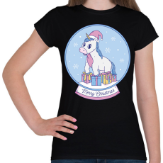 PRINTFASHION Karácsonyi unikornis - Női póló - Fekete