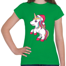PRINTFASHION Karácsonyi unikornis - Női póló - Zöld női póló