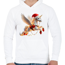 PRINTFASHION Karácsonyi Unikornis / Pegazus / póni - Férfi kapucnis pulóver - Fehér férfi pulóver, kardigán