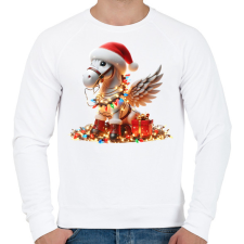 PRINTFASHION Karácsonyi Unikornis / Pegazus / póni - Férfi pulóver - Fehér férfi pulóver, kardigán