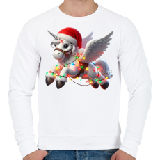 PRINTFASHION Karácsonyi Unikornis / Pegazus / póni - Férfi pulóver - Fehér