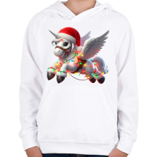 PRINTFASHION Karácsonyi Unikornis / Pegazus / póni - Gyerek kapucnis pulóver - Fehér gyerek pulóver, kardigán