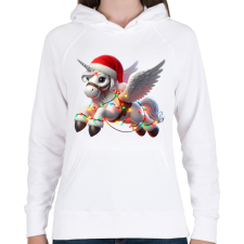 PRINTFASHION Karácsonyi Unikornis / Pegazus / póni - Női kapucnis pulóver - Fehér női pulóver, kardigán