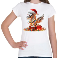 PRINTFASHION Karácsonyi Unikornis / Pegazus / póni - Női póló - Fehér női póló