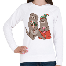 PRINTFASHION Karácsonyi vidrák - Női pulóver - Fehér női pulóver, kardigán