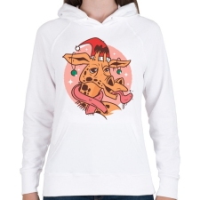 PRINTFASHION Karácsonyi zsiráf - Női kapucnis pulóver - Fehér női pulóver, kardigán