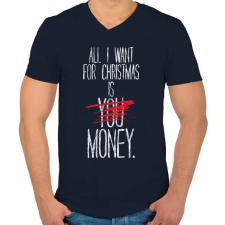 PRINTFASHION Karácsonyra szeretném... - Férfi V-nyakú póló - Sötétkék férfi póló